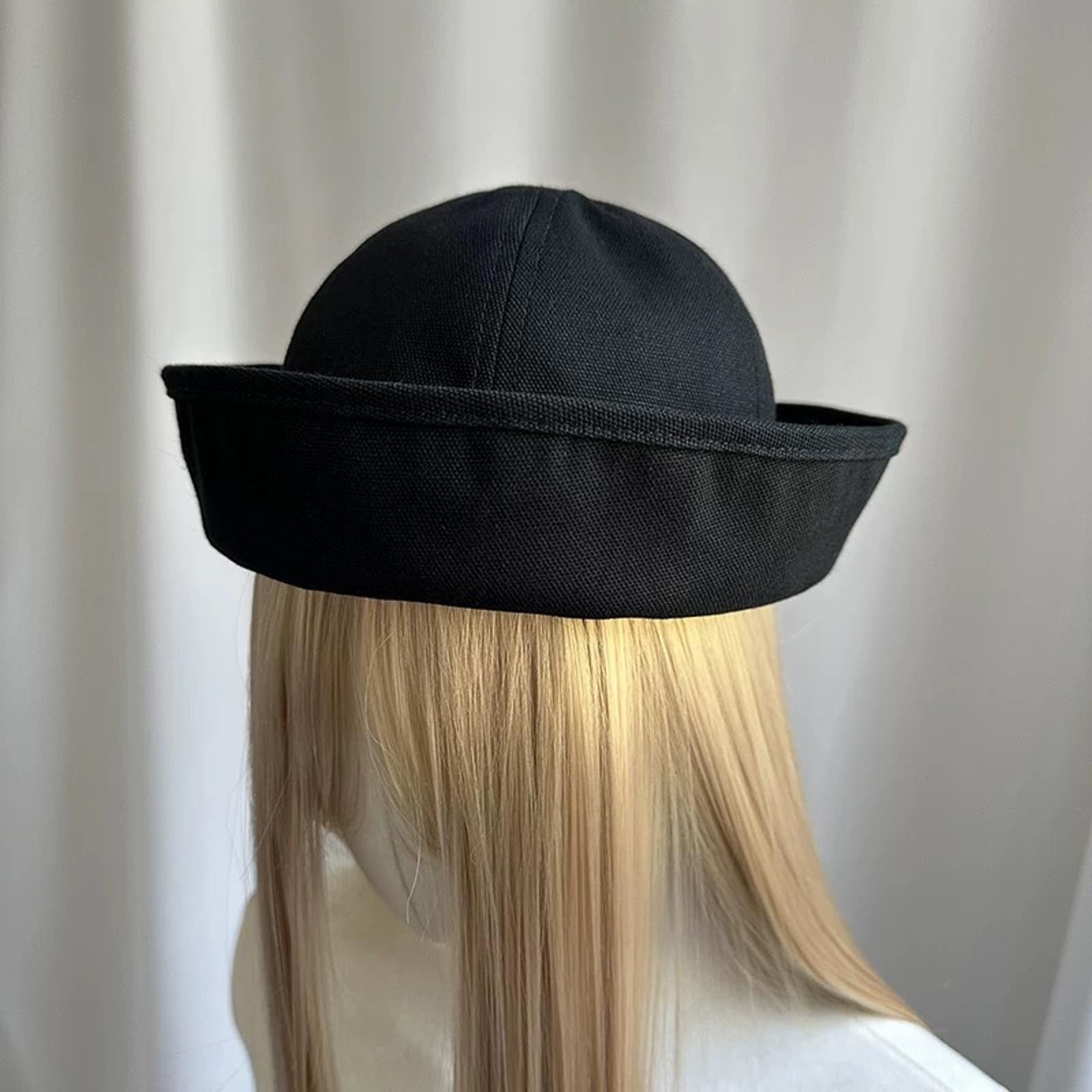 Designer Retro Black Beret Sailor Cap – Y2K French Girl Aesthetic Size ONE SIZE - 4 Thumbnail