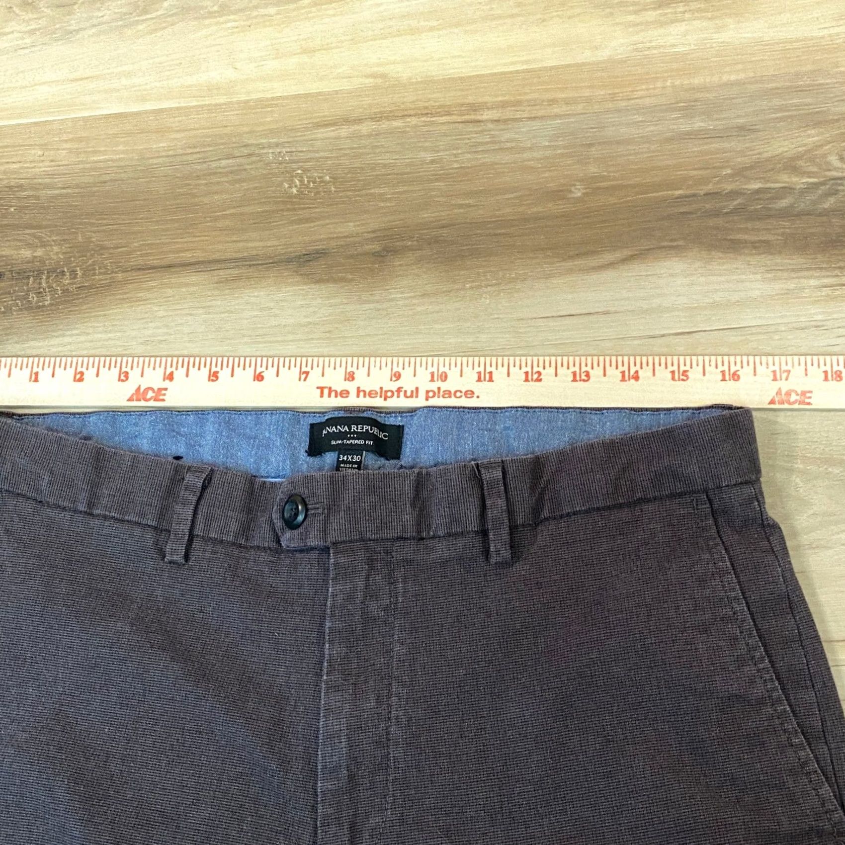 Banana Republic Banana Republic Slim-Tapered Fit Pants Mens 34x27 Burgundy Textured Chinos Size US 34 / EU 50 - 3 Thumbnail