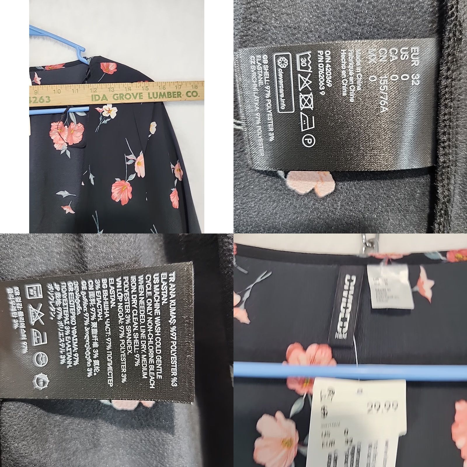 H&M H&M Divided Women's Size 0 Black Floral Open Tie Front Kimono Top Flowing Duster Shirt Womens Size XS / US 0-2 / IT 36-38 - 8 Thumbnail