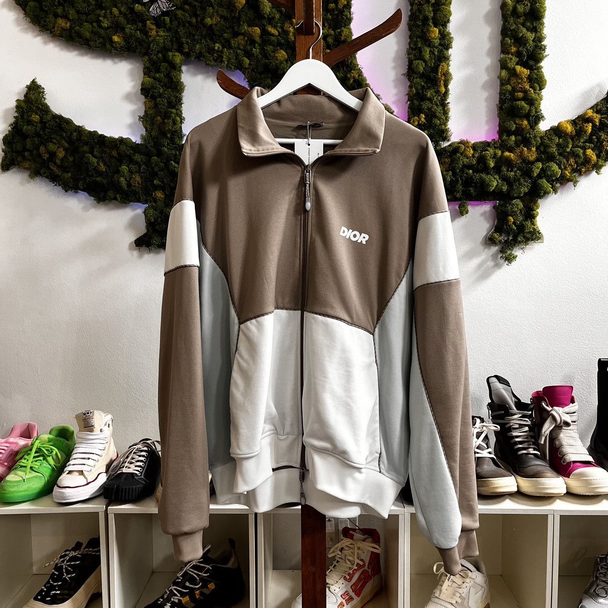 image of Dior Fw23 Colorblock Track Jacket in Tan, Men's (Size 2XL)