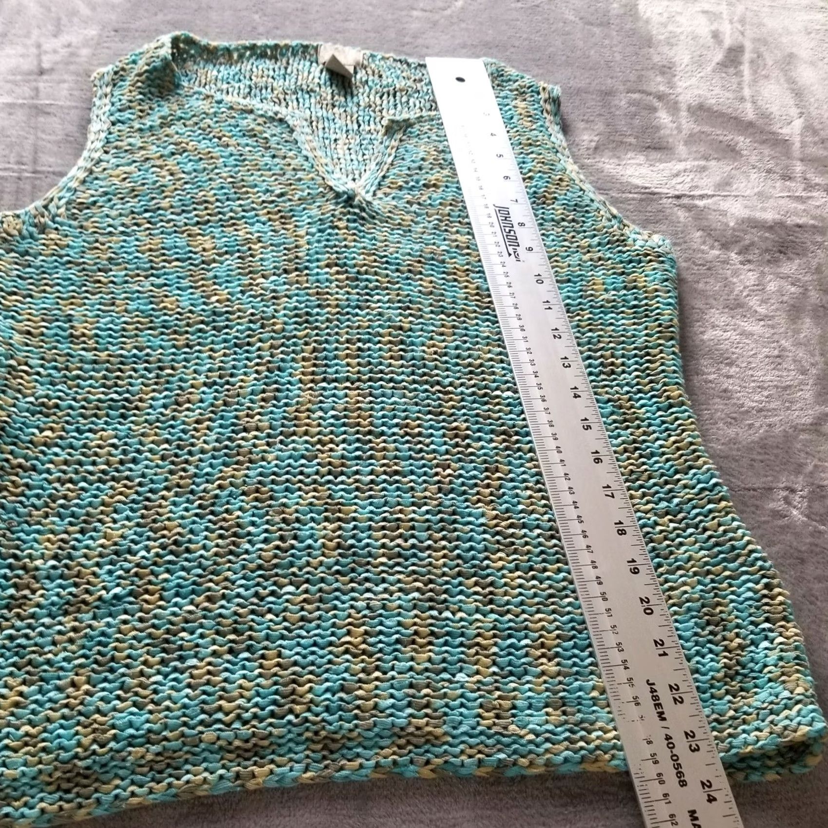 Vintage Sigrid Olsen Sport Tank Top Womens Medium Split Neck Sleeveless Knit Blue Green V-Neck Sleeveless Pullover Casual Size M / US 6-8 / IT 42-44 - 4 Thumbnail