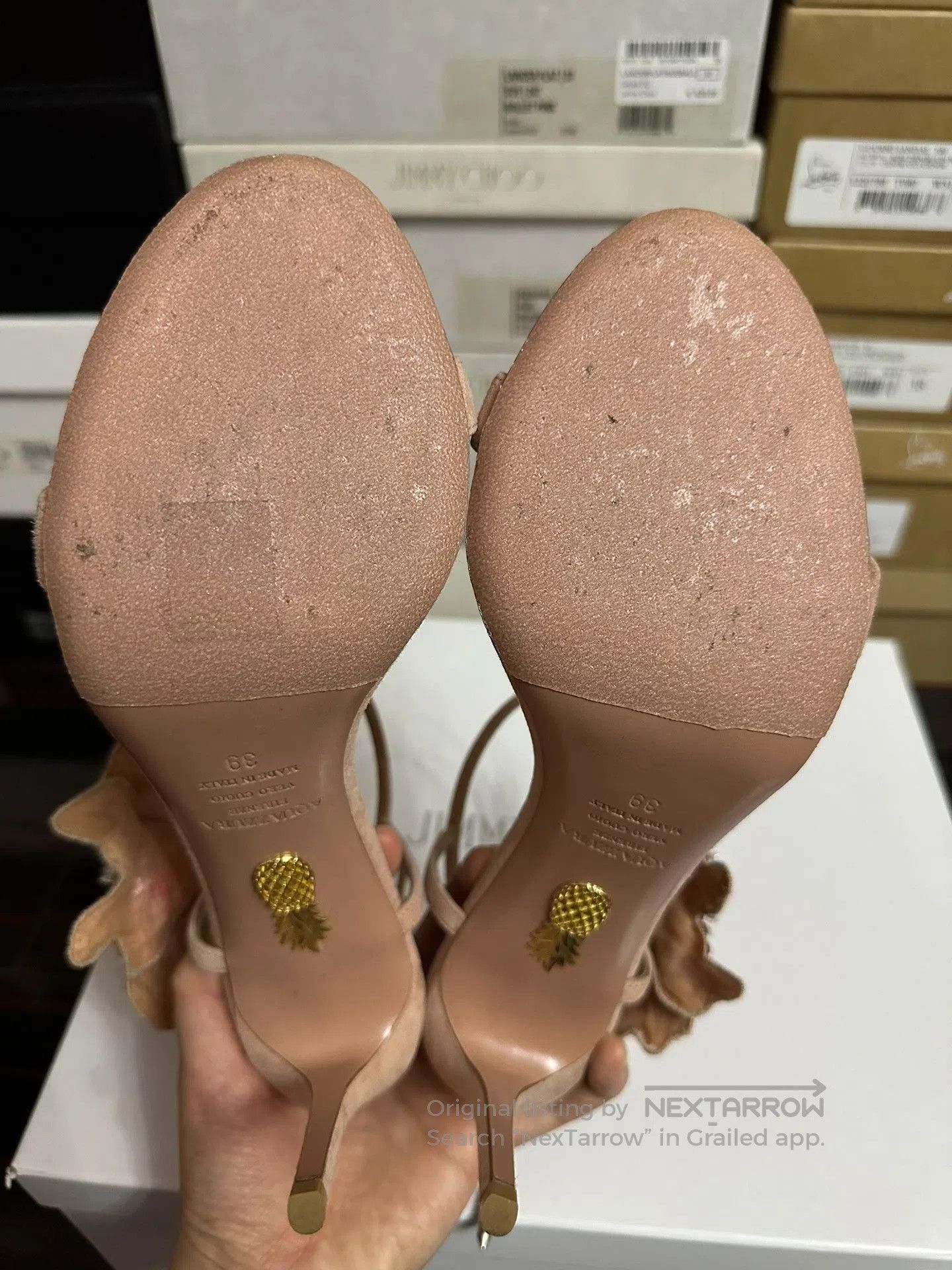 Aquazzura AQUAZZURA Pink Ankle Strap Sandals. Size US 8 / IT 38 - 7 Thumbnail