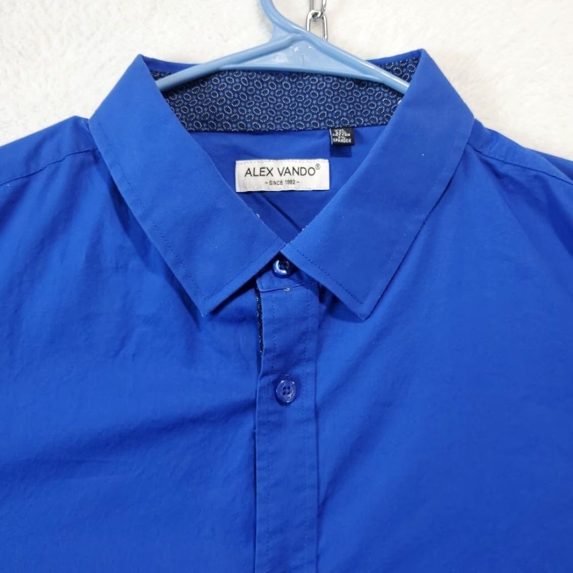 Vintage Alex Vando Shirt Mens Blue Button-Up Dress Oxford Casual Workwear 2XL Regular Size 48R - 2 Thumbnail