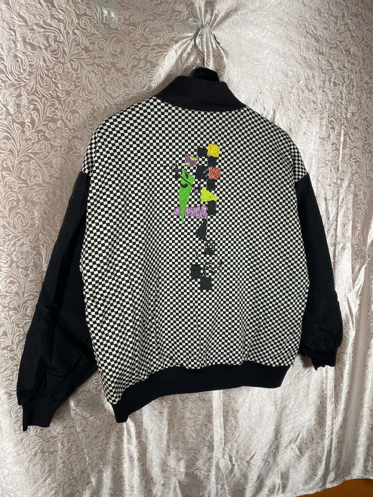 Vintage Vintage Marcia Checkerboard Bomber Black White Graphic Retro Size US XS / EU 42 / 0 - 10 Thumbnail