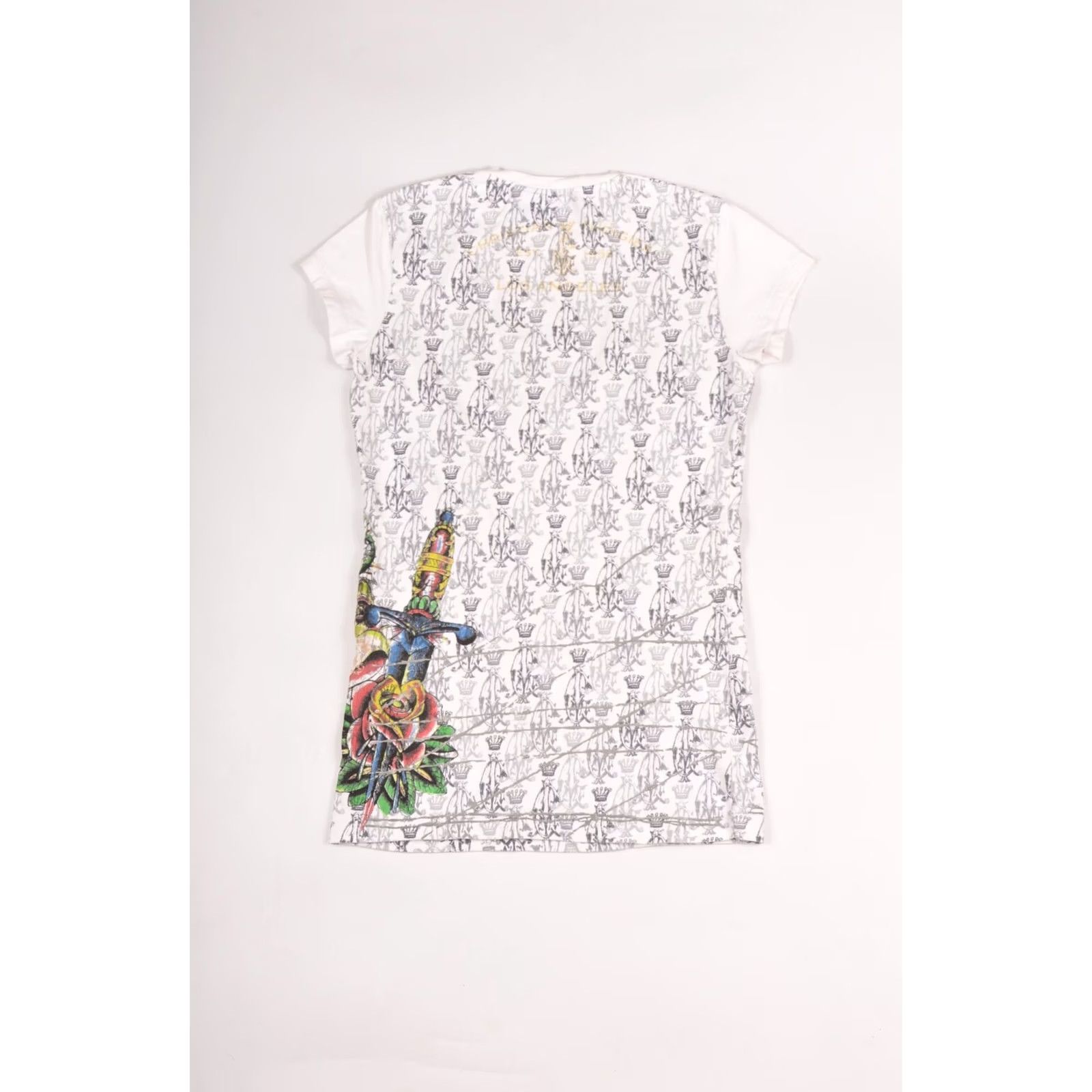 Vintage Christian Audigier Womens Vintage Monogram Designer T-Shirt Tee XL White Size XL / US 12-14 / IT 48-50 - 7 Thumbnail