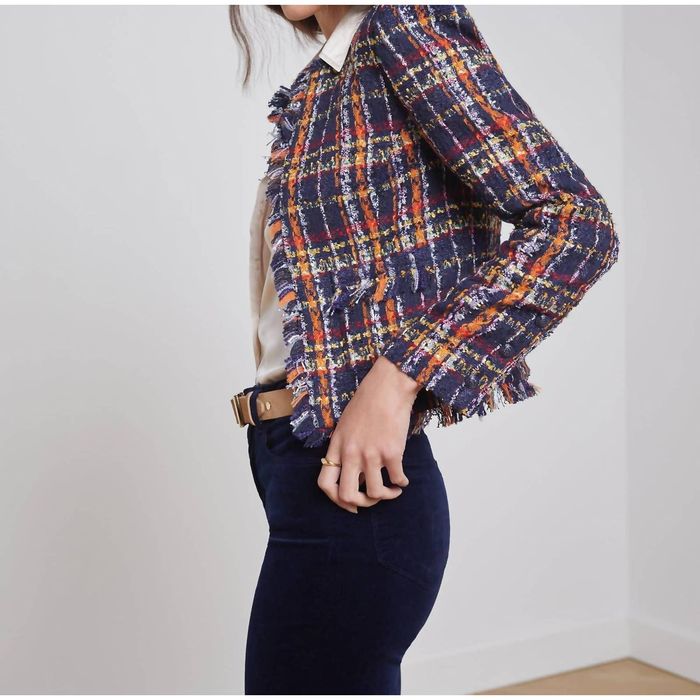 L'Agence L'AGENCE Angelina Blazer Jacket In Midnight Multi Tweed