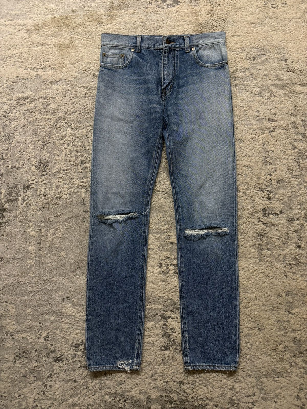 Saint Laurent Paris SS16 Surf Sound Knee Rip Denim Jeans Size US 29 - 1 Thumbnail
