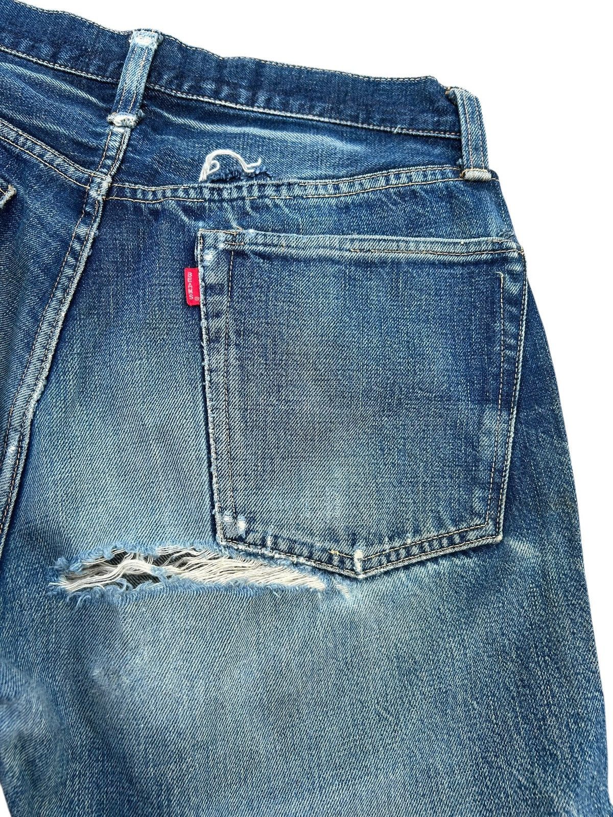Kapital Vintage Japanese Brand Beams Selvedge Distressed Denim Jeans Size US 30 / EU 46 - 10 Thumbnail