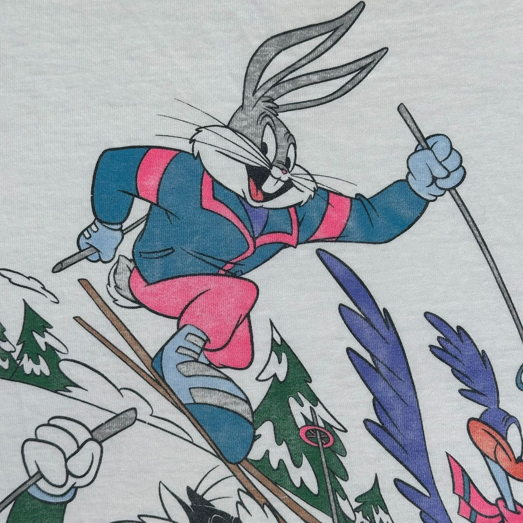 Vintage Vintage 90s Looney Tunes Skiing T-Shirt White XL Bugs Bunny Size US XL / EU 56 / 4 - 4 Thumbnail