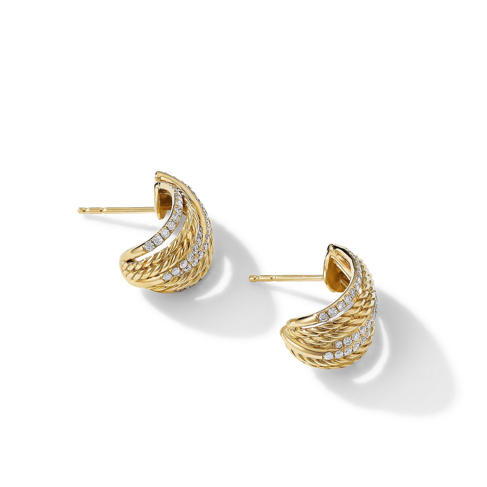 David Yurman o1w1db10325 Earrings in 18K Gold with Diamonds & 18.4mm Size ONE SIZE - 2 Thumbnail
