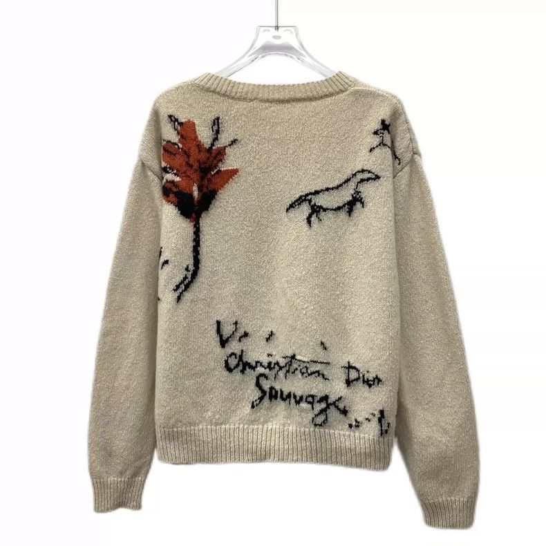 Dior Dior Beige Junma Maple Leaf Inlaid Wool Round Neck Long Sle Size S / US 4 / IT 40 - 2 Thumbnail