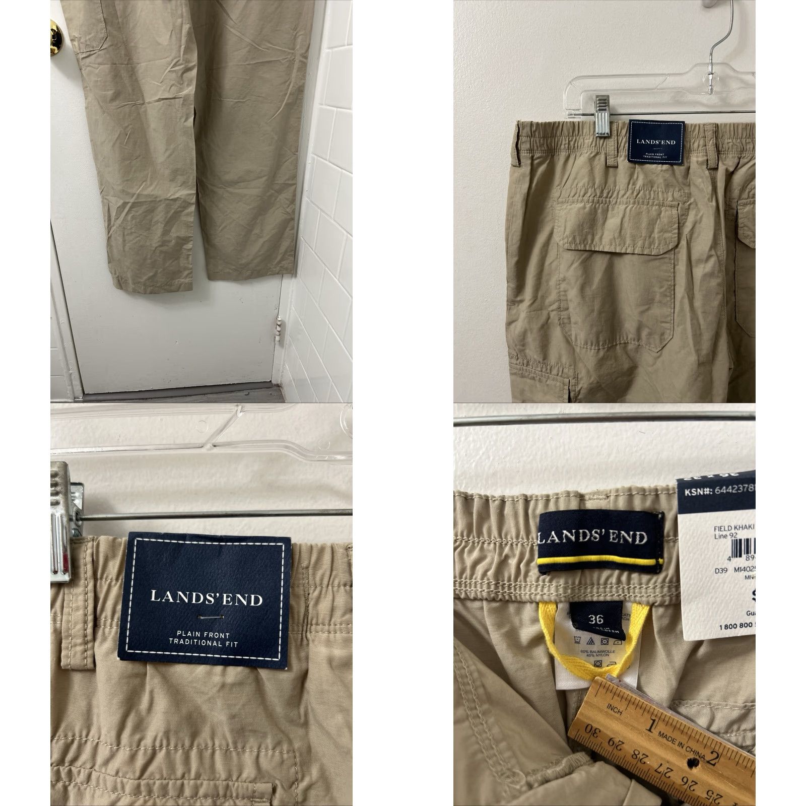 Lands' End Lands' End Pants Mens 36x32 Tan Khaki Cargo Traditional Fit Zipper Button Pockets Straight Leg Beig Size US 36 / EU 52 - 8 Thumbnail