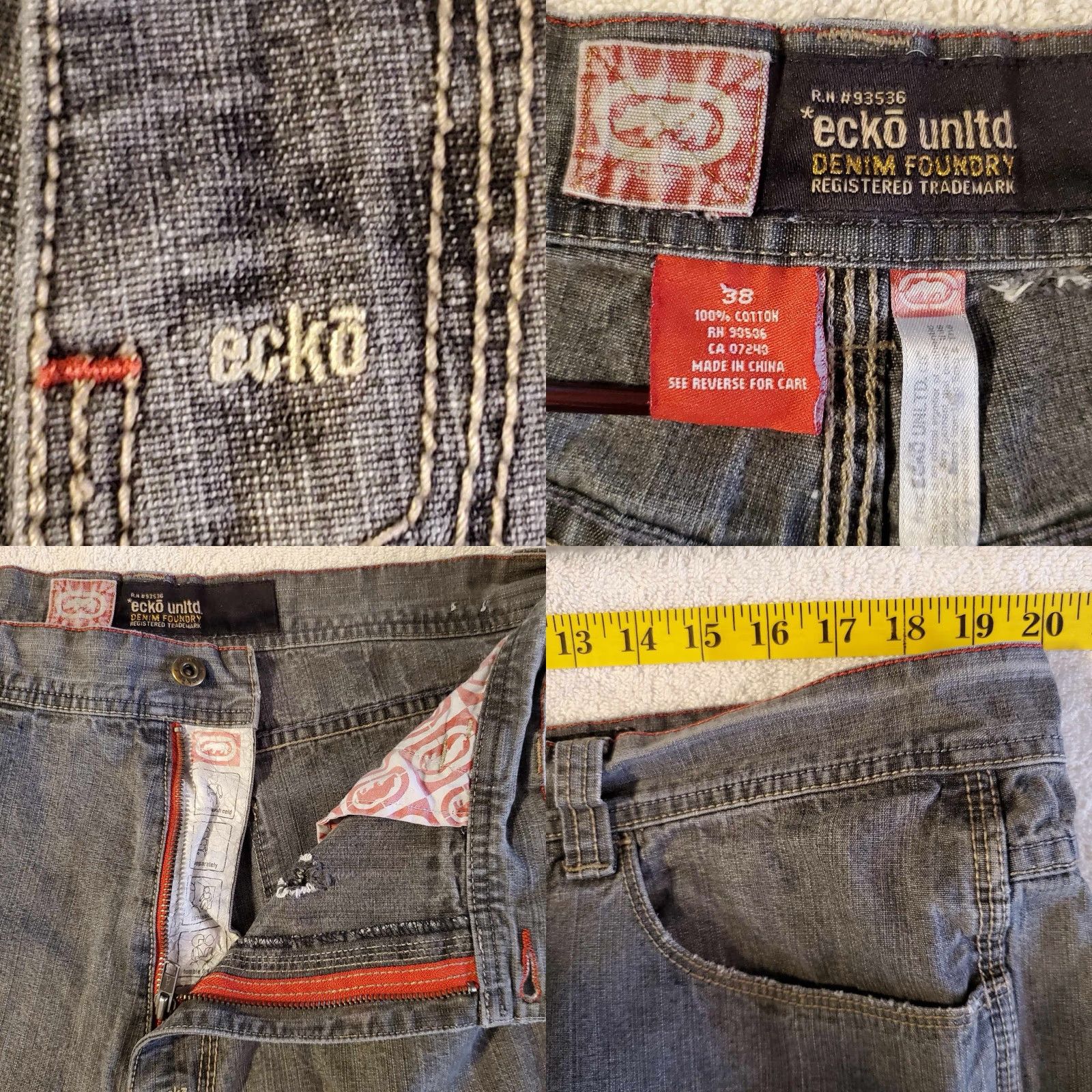 Ecko Unltd. VINTAGE Ecko Unltd Baggy Shorts Mens 38 Grey Black Denim 5-Pocket Distressed Y2K 90s Hip Hop Skater Cargo Relaxed Jeans Shorts Mens Size US 38 / EU 54 - 8 Thumbnail