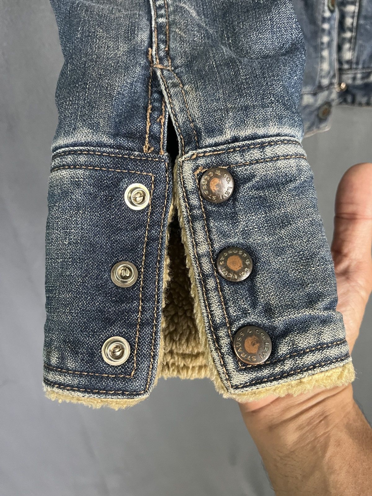Levi's × Levi's Vintage Clothing Levis Denim Jacket Mandarin Collar Sherpa Lined Size M / US 6-8 / IT 42-44 - 8 Thumbnail