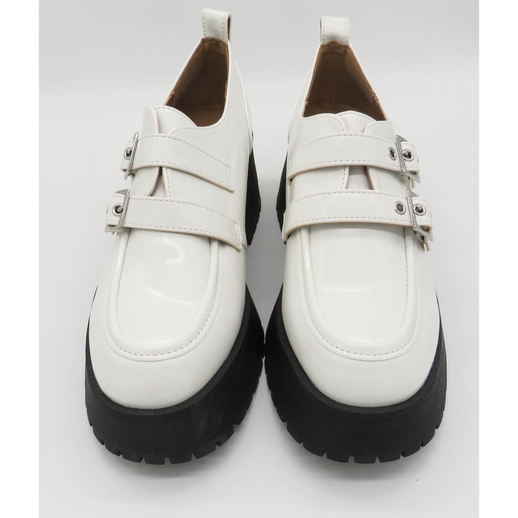 Other Zodiac Women's White Platform Loafers Double Buckle Strap Bl Size US 9 / IT 39 - 2 Thumbnail
