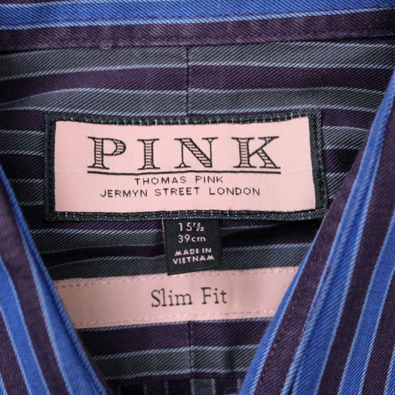 Pinko Thomas Pink Dress Shirt Mens 15 1/2 39 Blue Slim Shirt Long Sleeve Button Cuff Capable Slim Fit Size US L / EU 52-54 / 3 - 6 Thumbnail