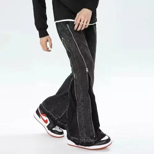VIBE High street handsome wide-leg jeans with zipper design Size US 32 / EU 48 - 7 Thumbnail