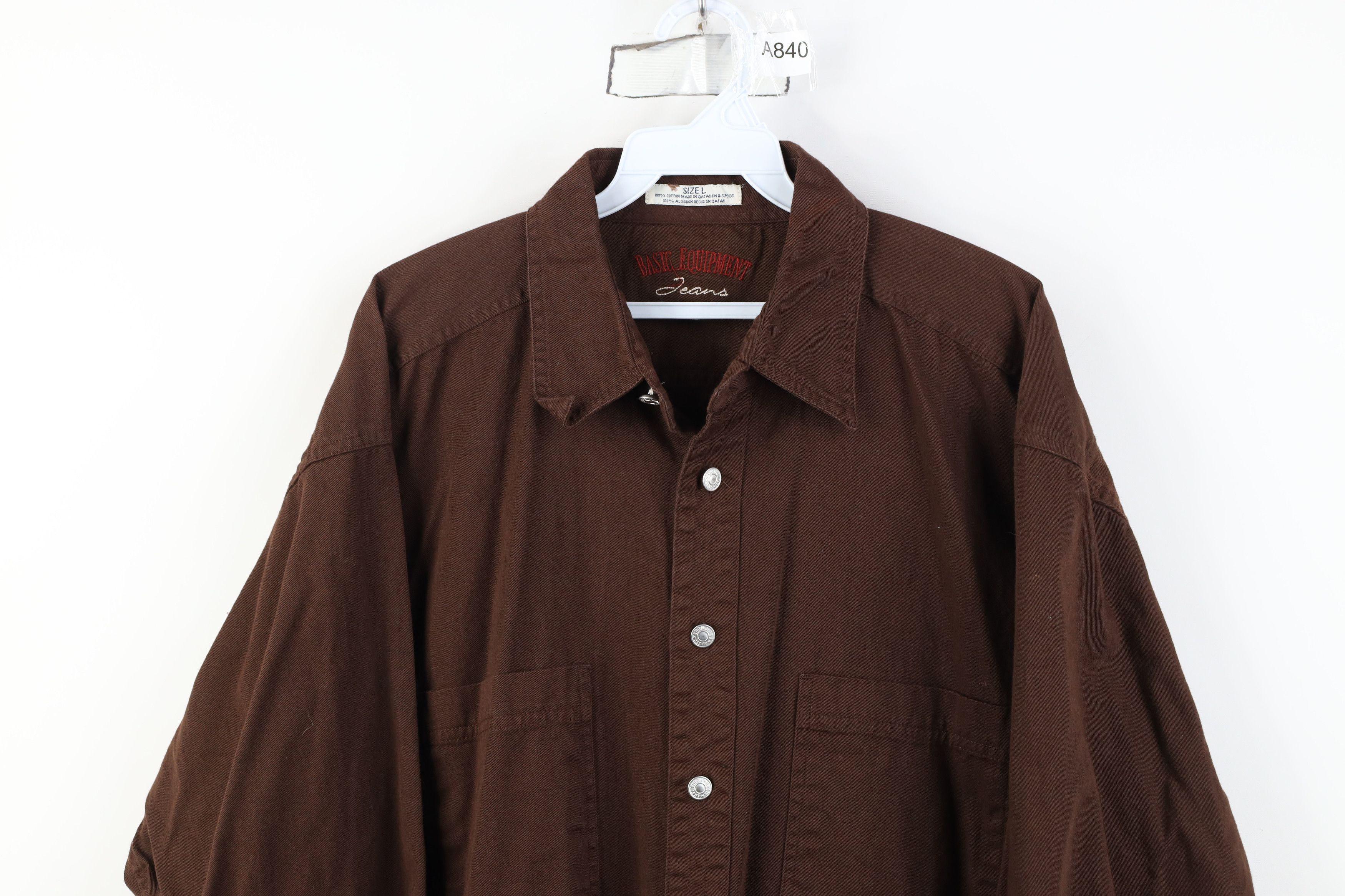 Vintage Vintage 90s Streetwear Twill Big Pocket Button Shirt Brown Size US L / EU 52-54 / 3 - 2 Thumbnail