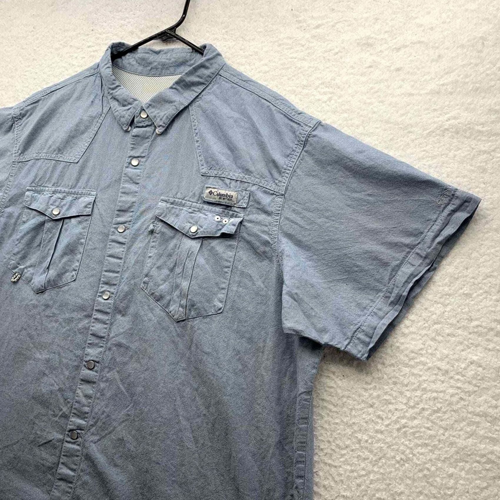 Vintage Columbia PFG Pearl Snap Shirt Mens XXL 2XL Blue Fishing Outdoors Vented FM1019 Size US XXL / EU 58 / 5 - 3 Thumbnail