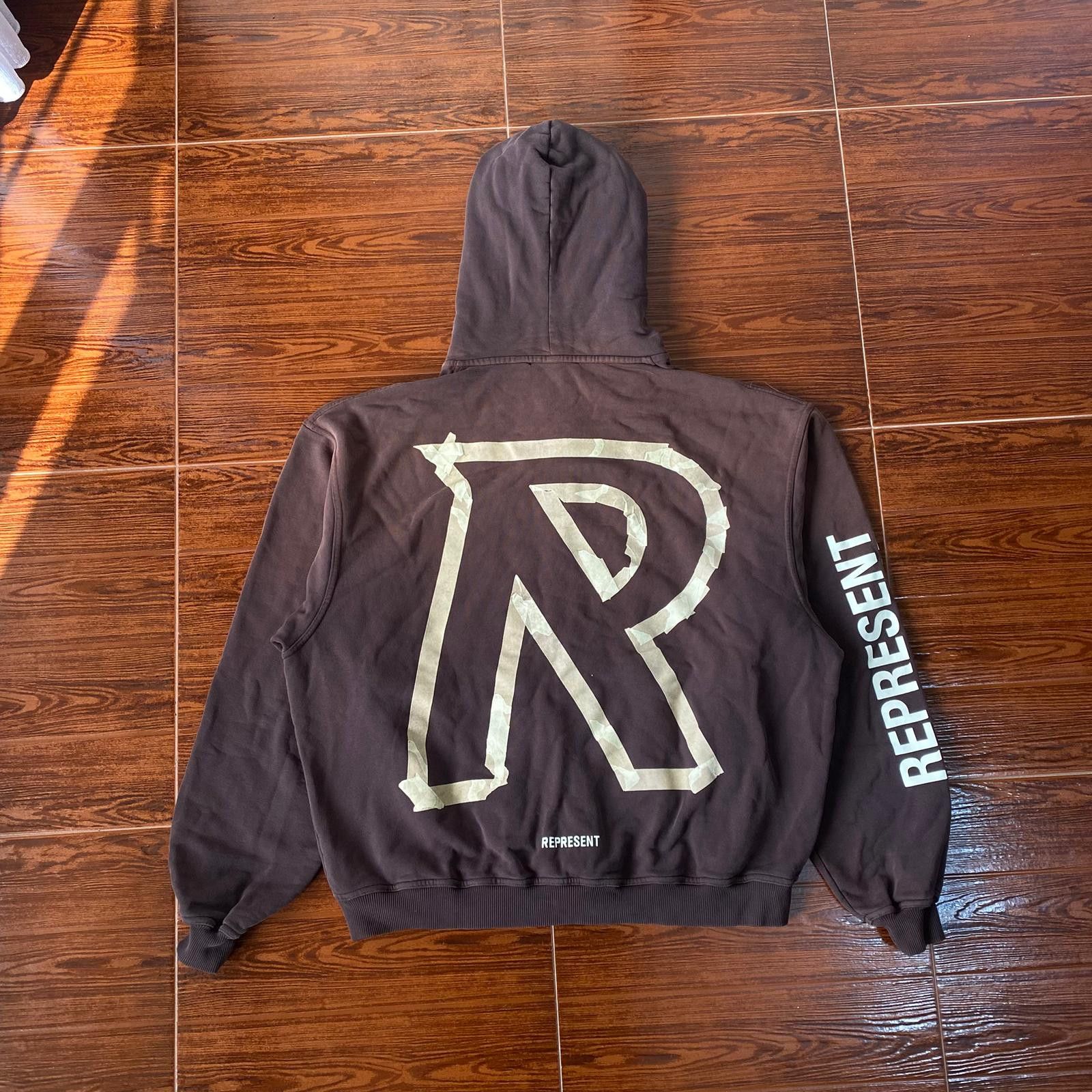 Represent Clo. Dark Brown Masking Tape Initial Logo Oversized Zip Hoodie Size US M / EU 48-50 / 2 - 8 Thumbnail