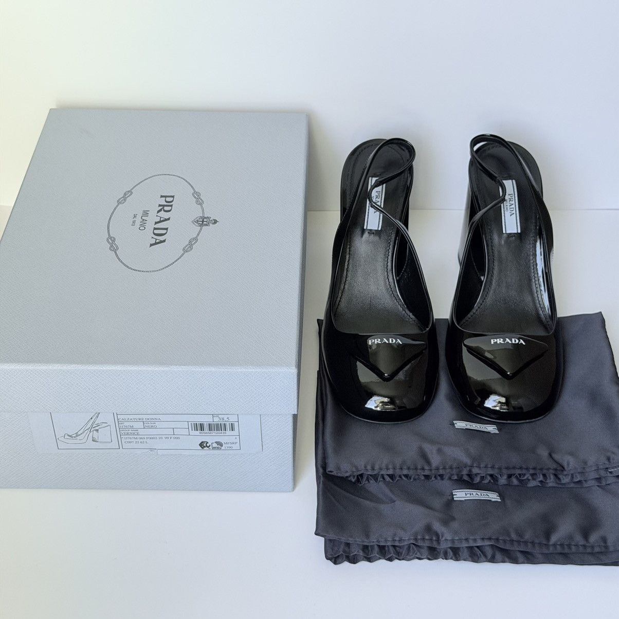 Prada Prada Vernice Patent Leather Slingback Pumps Size US 8.5 / IT 38.5 - 8 Thumbnail