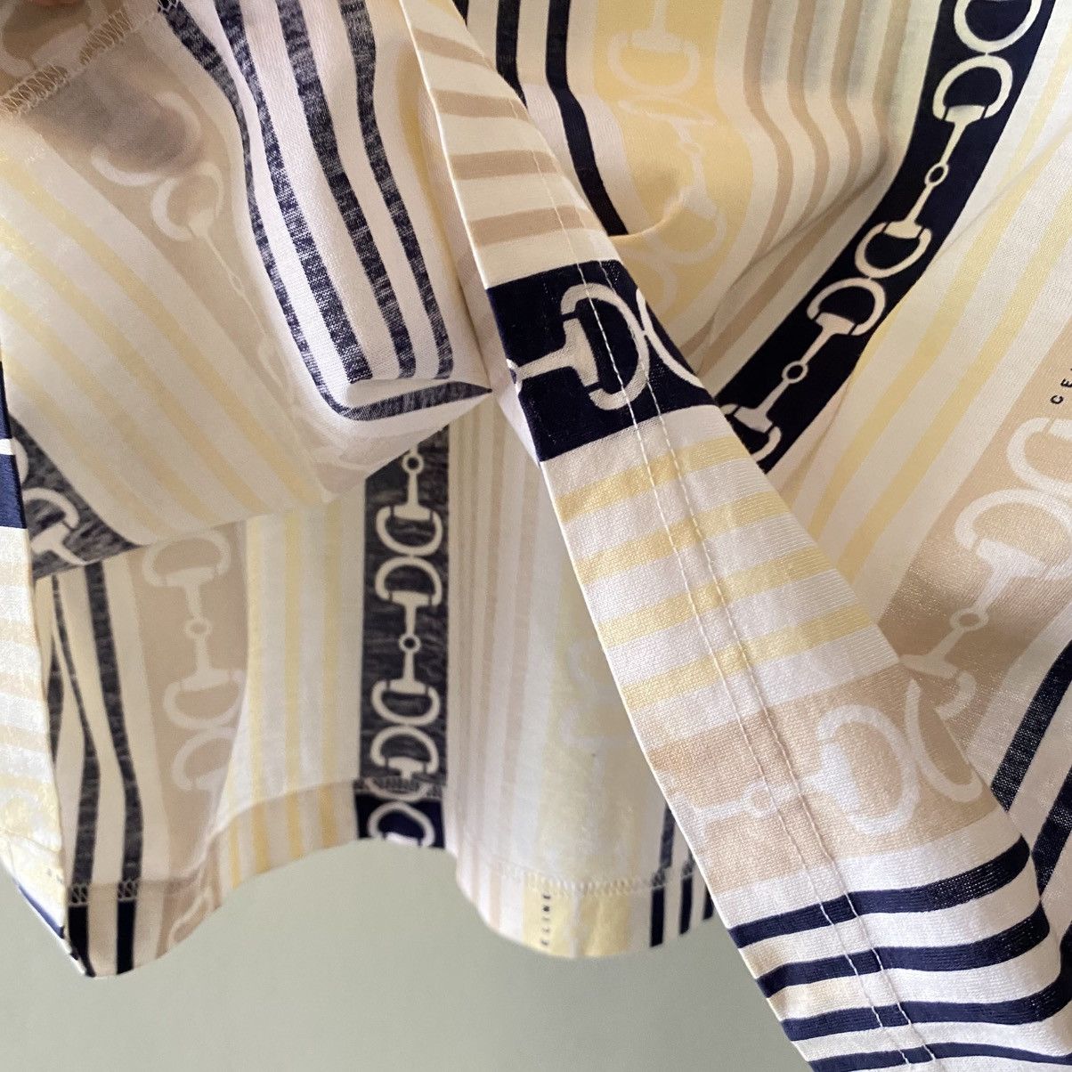 Celine CELINE Beige & Navy Chain Stripe Tee Size XS / US 0-2 / IT 36-38 - 9 Thumbnail