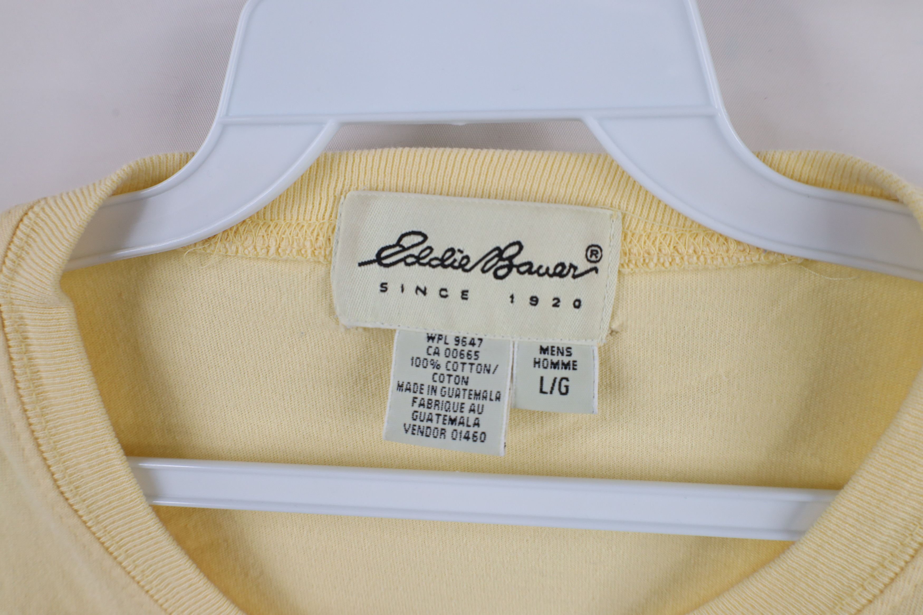 Eddie Bauer × Vintage Vintage 90s Eddie Bauer Cotton Short Sleeve T-Shirt Yellow Size US L / EU 52-54 / 3 - 5 Thumbnail