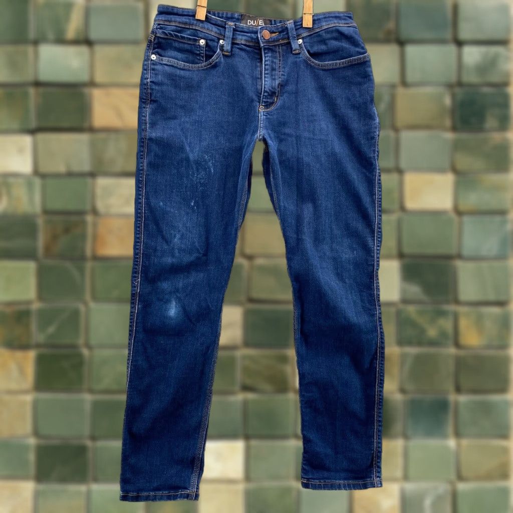 Denime Du/er Jeans Mens 32x28 L2X Relaxed Taper Dark Wash Denim Stretch Size US 32 / EU 48 - 1 Thumbnail