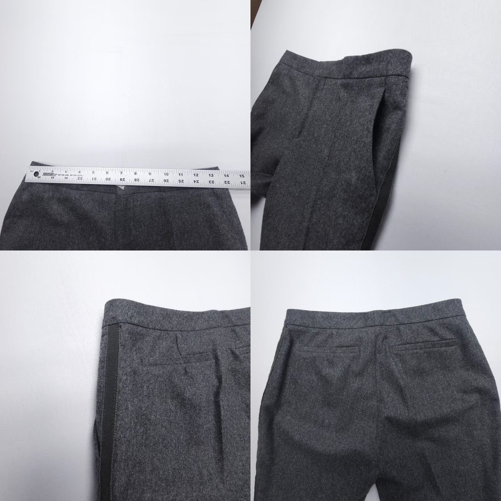 Vintage Et Vous Paris Wool Cashmere Crop Dress Pants Trousers 36 EU (USA 4) Gray Stripe Dress Pants Womens Regular Gray Cotton? Size 27" / US 4 / IT 40 - 9 Thumbnail