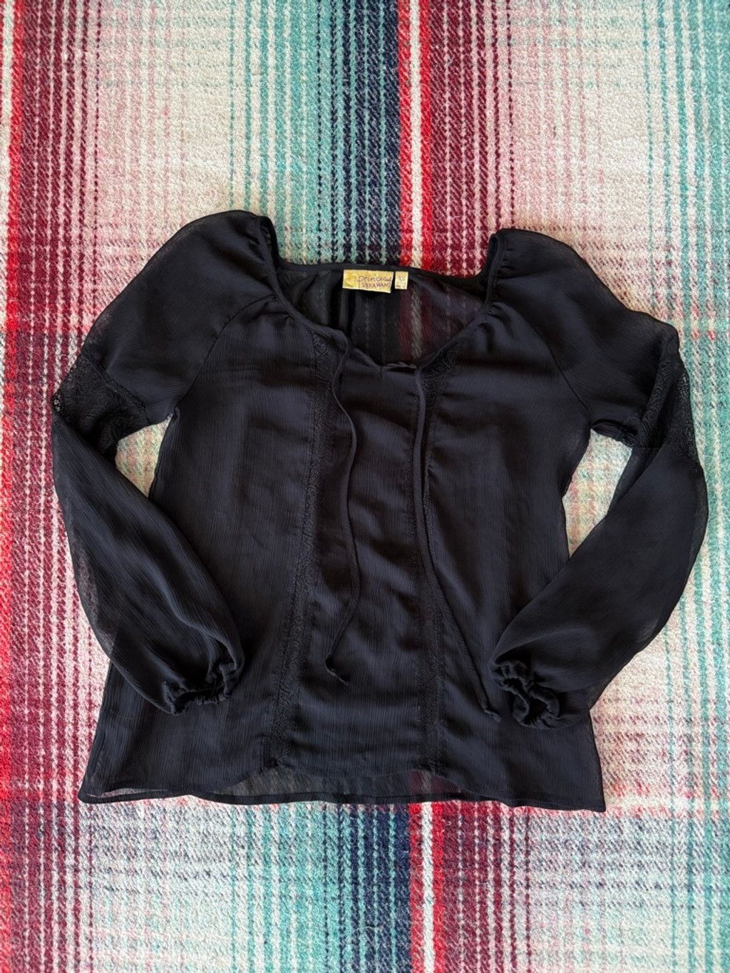 Vera Wang Vintage Y2K Women's Princess Vera Wang Black Sheer Lace Blou Size XS / US 0-2 / IT 36-38 - 1 Thumbnail