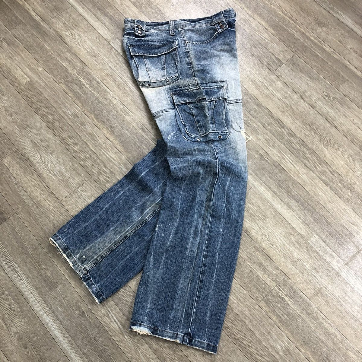 PPFM 2000s PPFM Distressed Lgb Bondage Multipocket Cargo Jeans Size US 31 - 22 Thumbnail