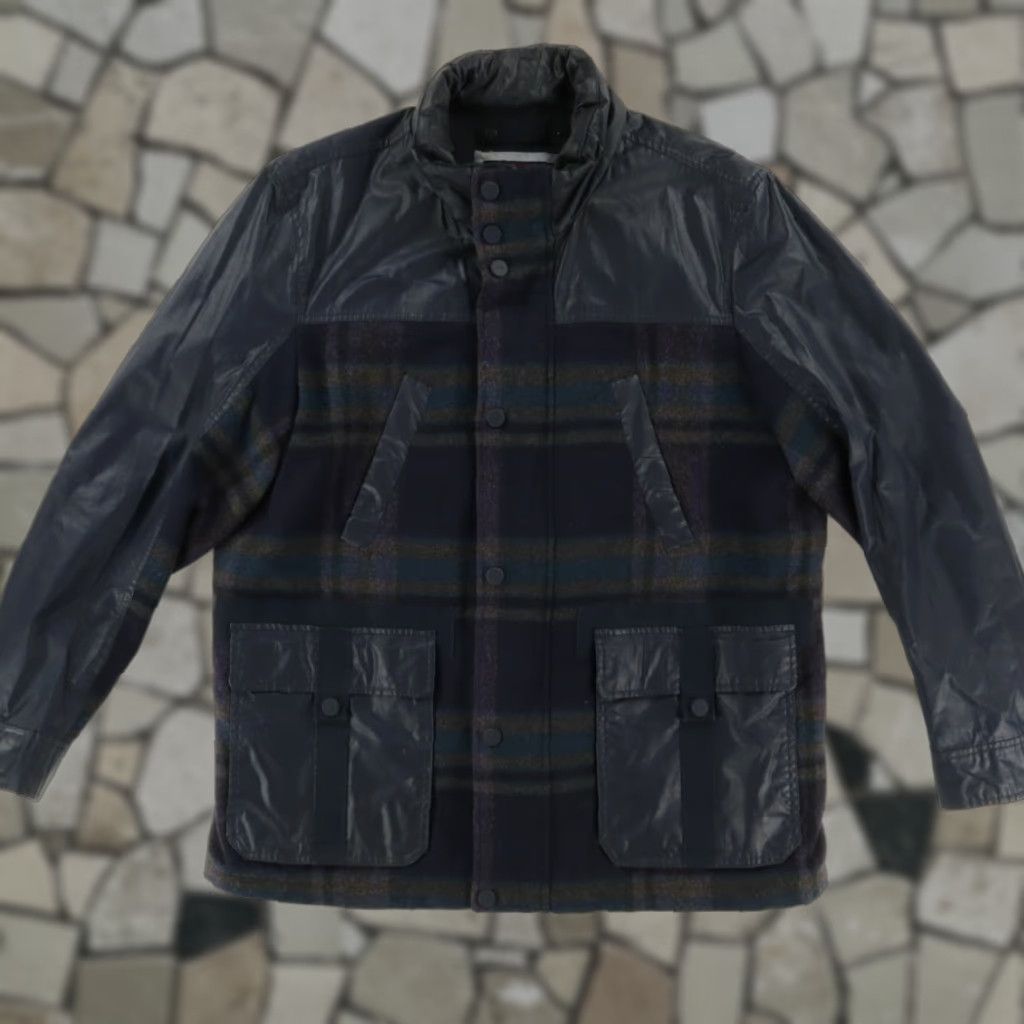 Tommy Hilfiger Tommy Hilfiger x Abraham Moon Waxed Tweed Plaid Mock Long Sleeve Jacket Navy Men's L Shirt Size US L / EU 52-54 / 3 - 1 Thumbnail