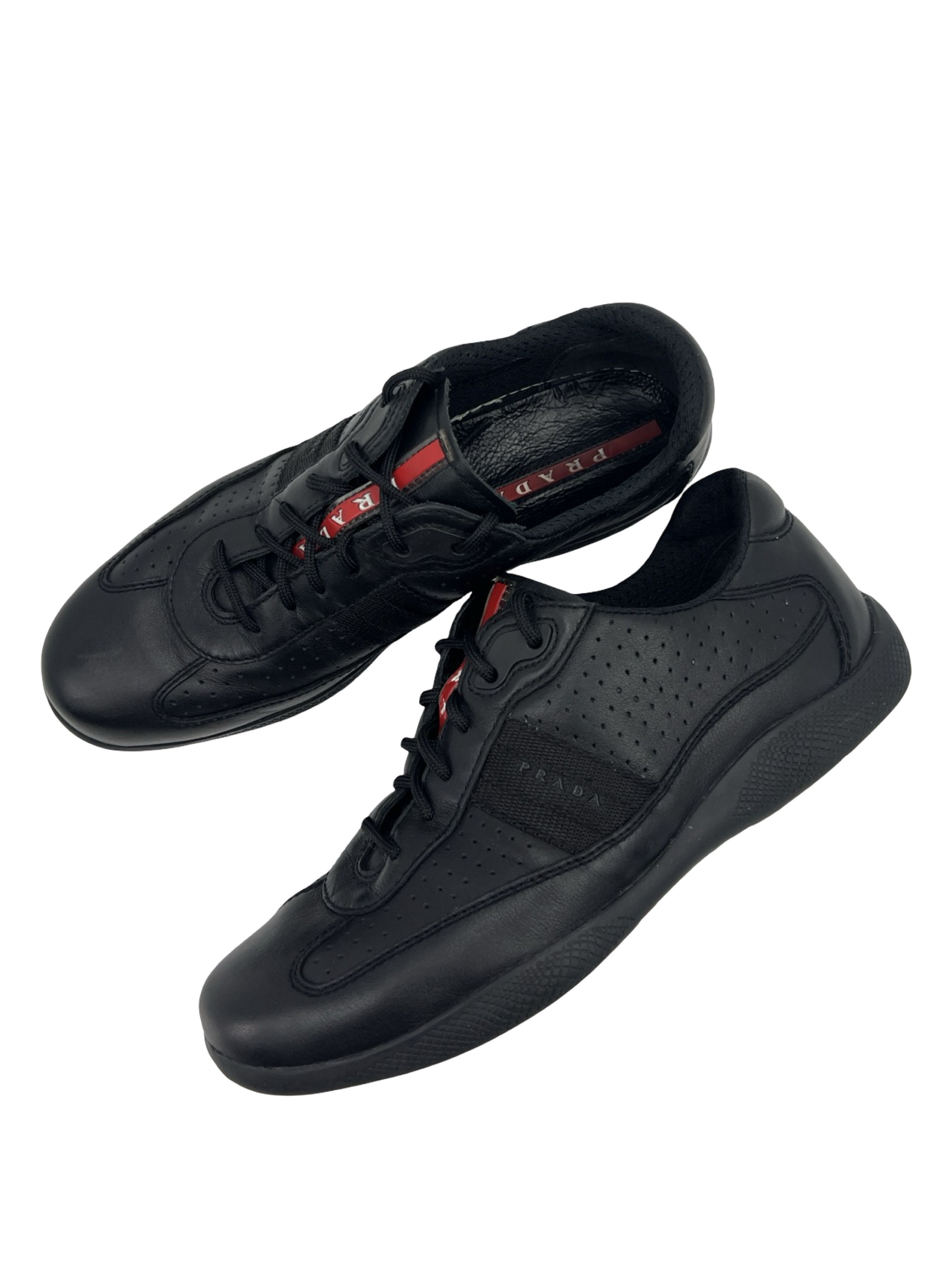 Prada Vintage Prada America's Cup Black Leather Sneakers Women's Size US 8 / IT 38 - 1 Thumbnail
