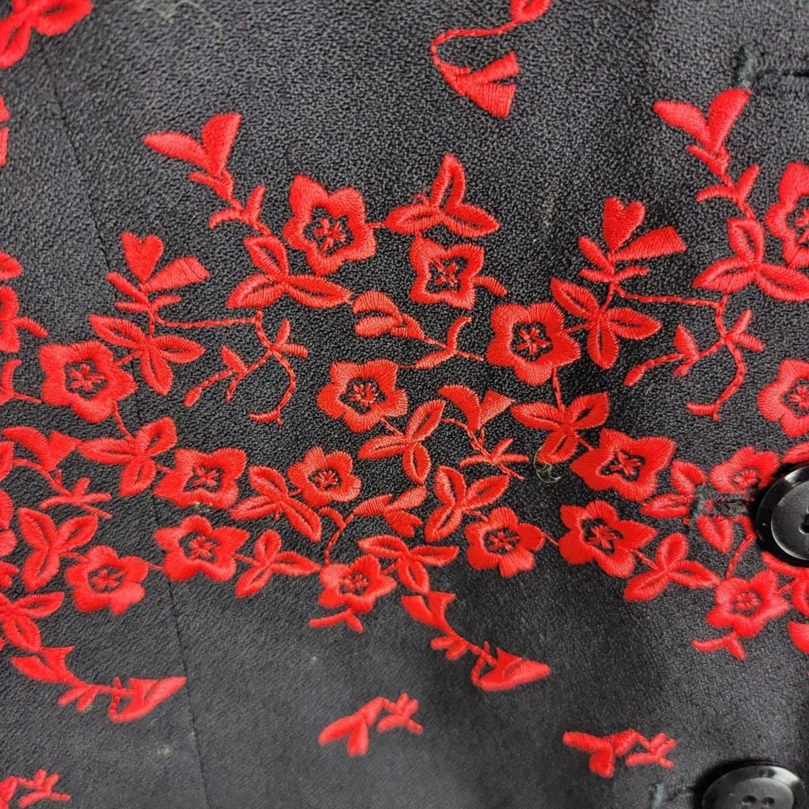 Vintage SCAASI Floral Embroidery Blazer Black Size L / US 10 / IT 46 - 7 Thumbnail