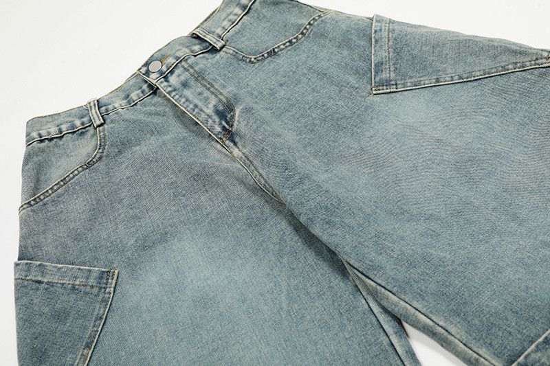Vintage American retro washed straight curved work jeans for men Size US 32 / EU 48 - 3 Thumbnail
