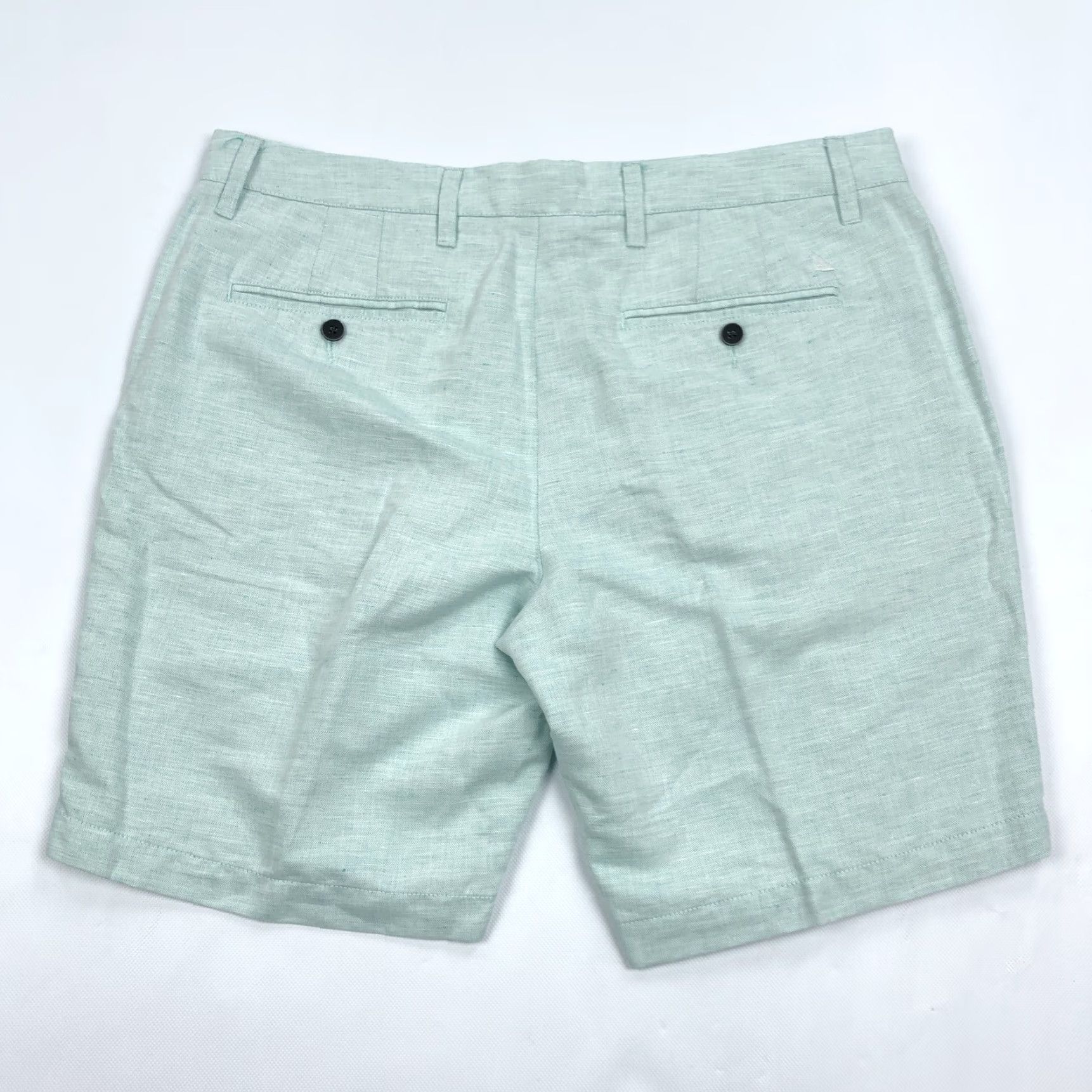 UNTUCKit UNTUCKIT Men's W36 Paumanok Linen Blend Chino Shorts Light Green Flat Front Size US 36 / EU 52 - 4 Thumbnail