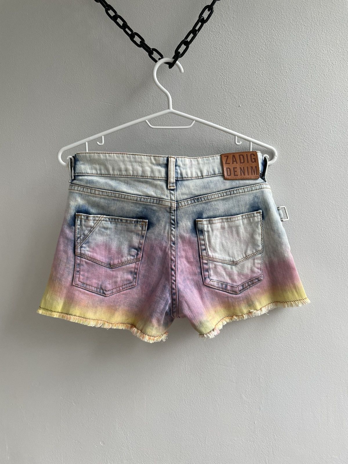 Designer × Zadig & Voltaire Zadig & Voltaire Gradient Denim Mini Short Multicilor Rare Size 34" / US 12 / IT 48 - 8 Thumbnail