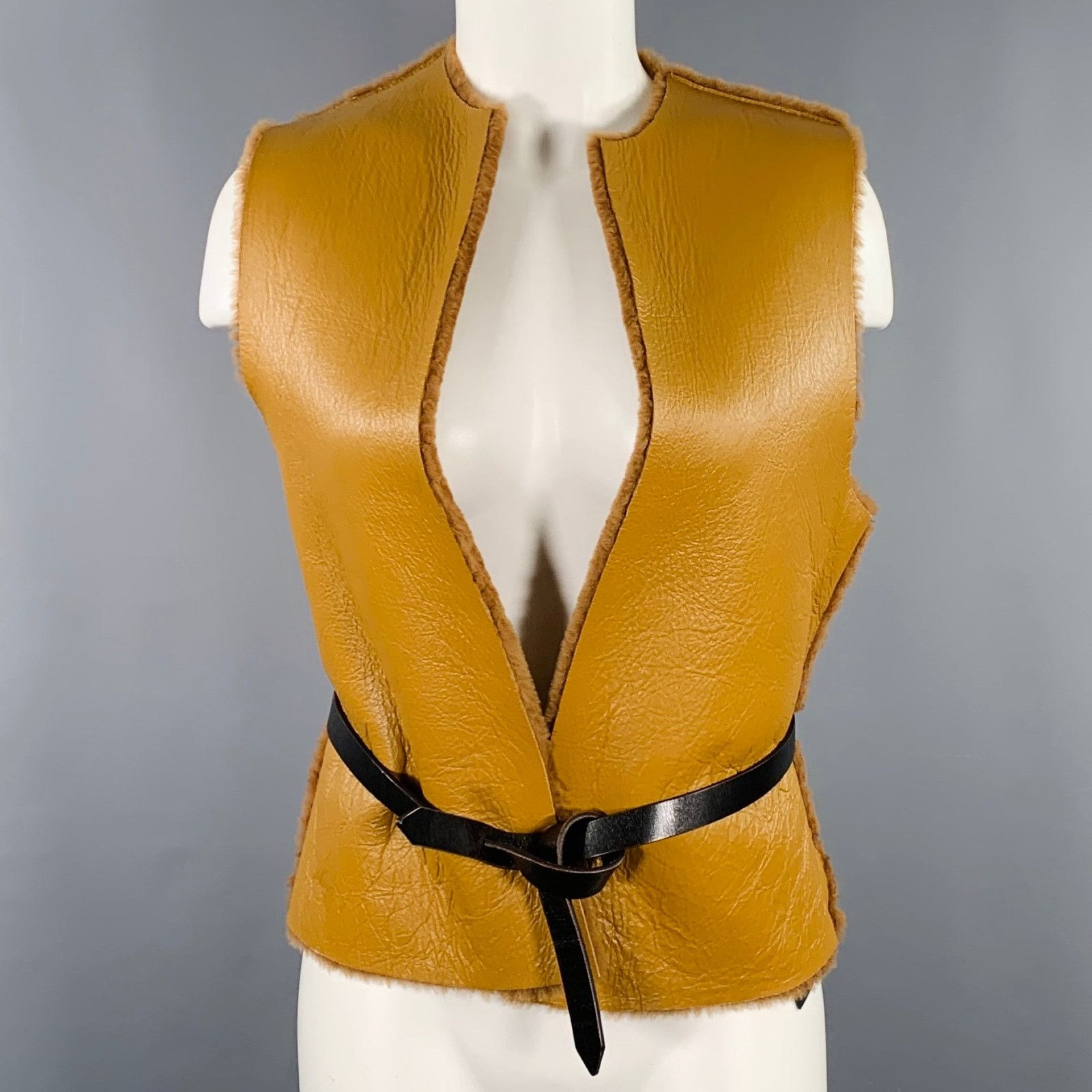 Other DIEGO BINETTI Size M Tan Leather Sheepskin Vest Size M / US 6-8 / IT 42-44 - 1 Thumbnail