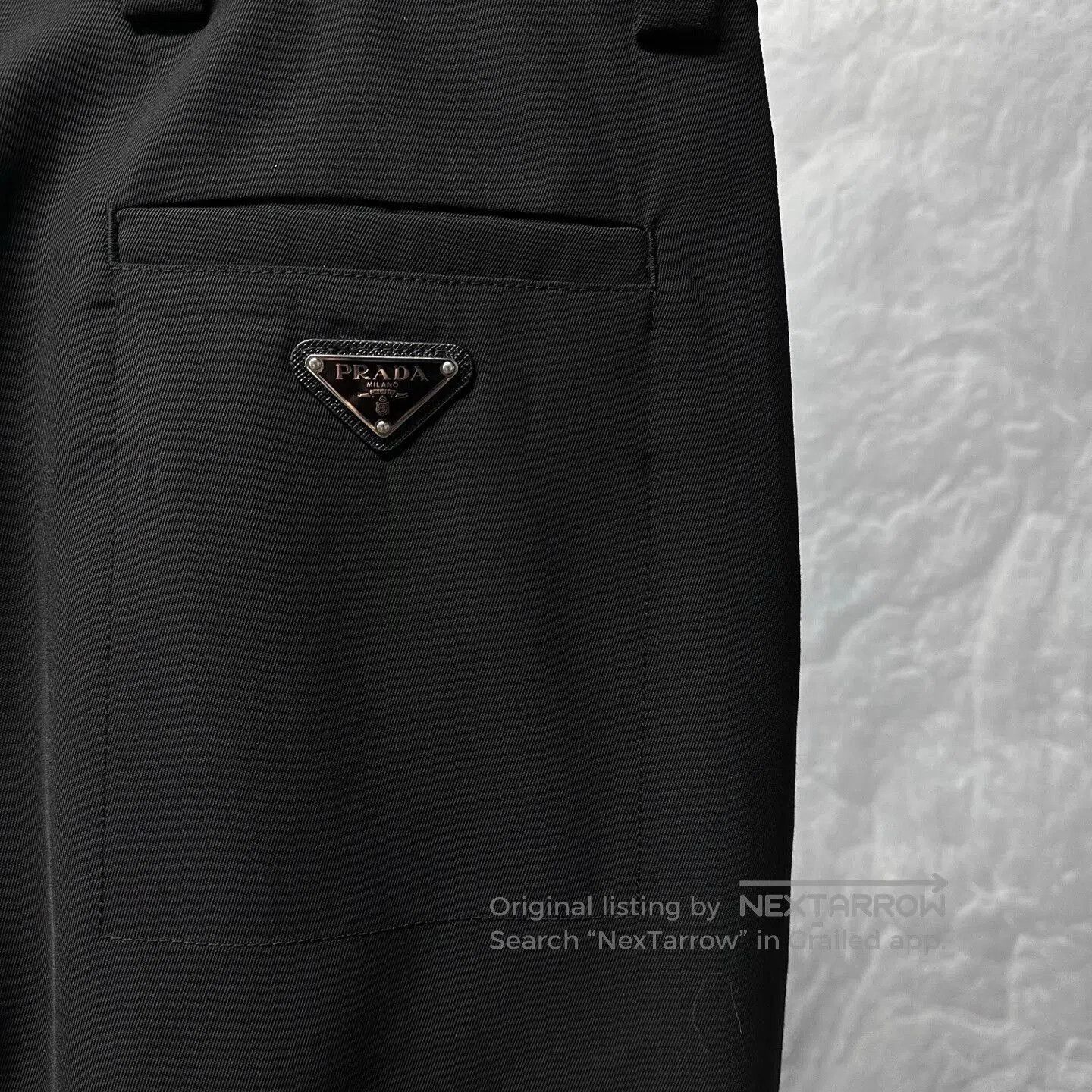 Prada Prada Wool-Blend Trousers with Metal Triangle Logo. Size US 42 / EU 58 - 3 Thumbnail