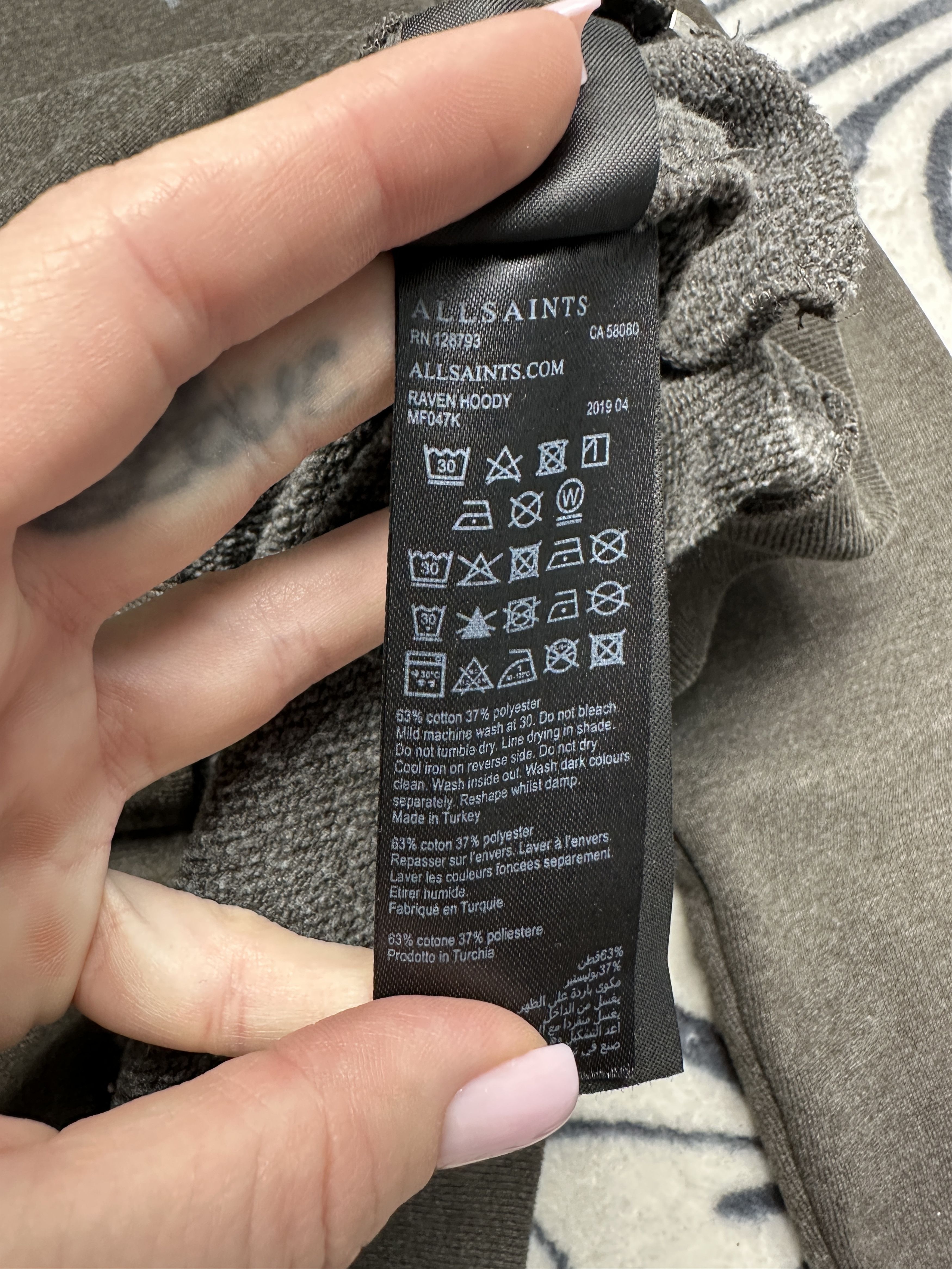 Allsaints Allsaints Mens Raven Full Zip Hoodie Size US S / EU 44-46 / 1 - 7 Thumbnail