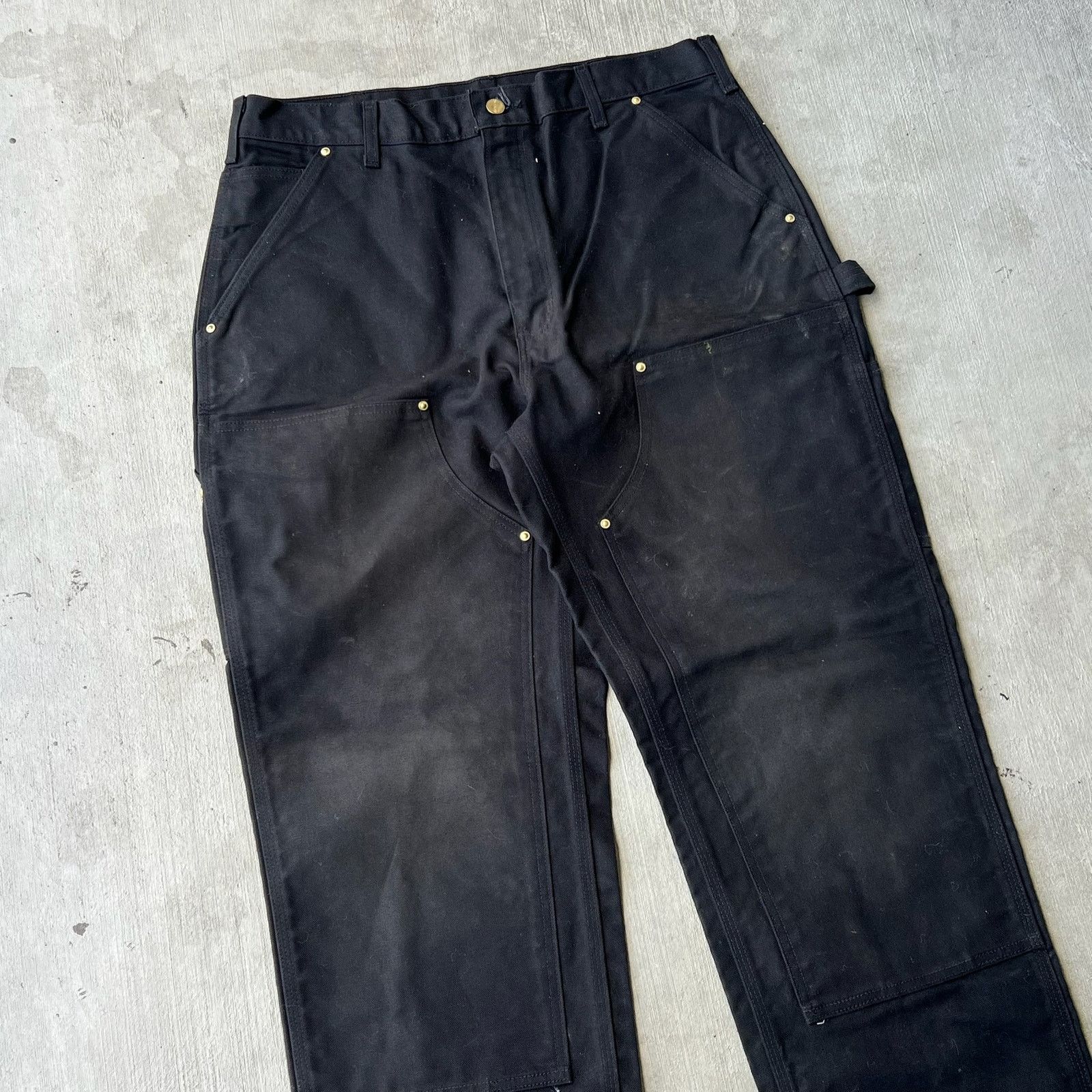 Carhartt × Vintage Carhartt faded black double knee work wear carpenter pants Size US 35 - 2 Thumbnail
