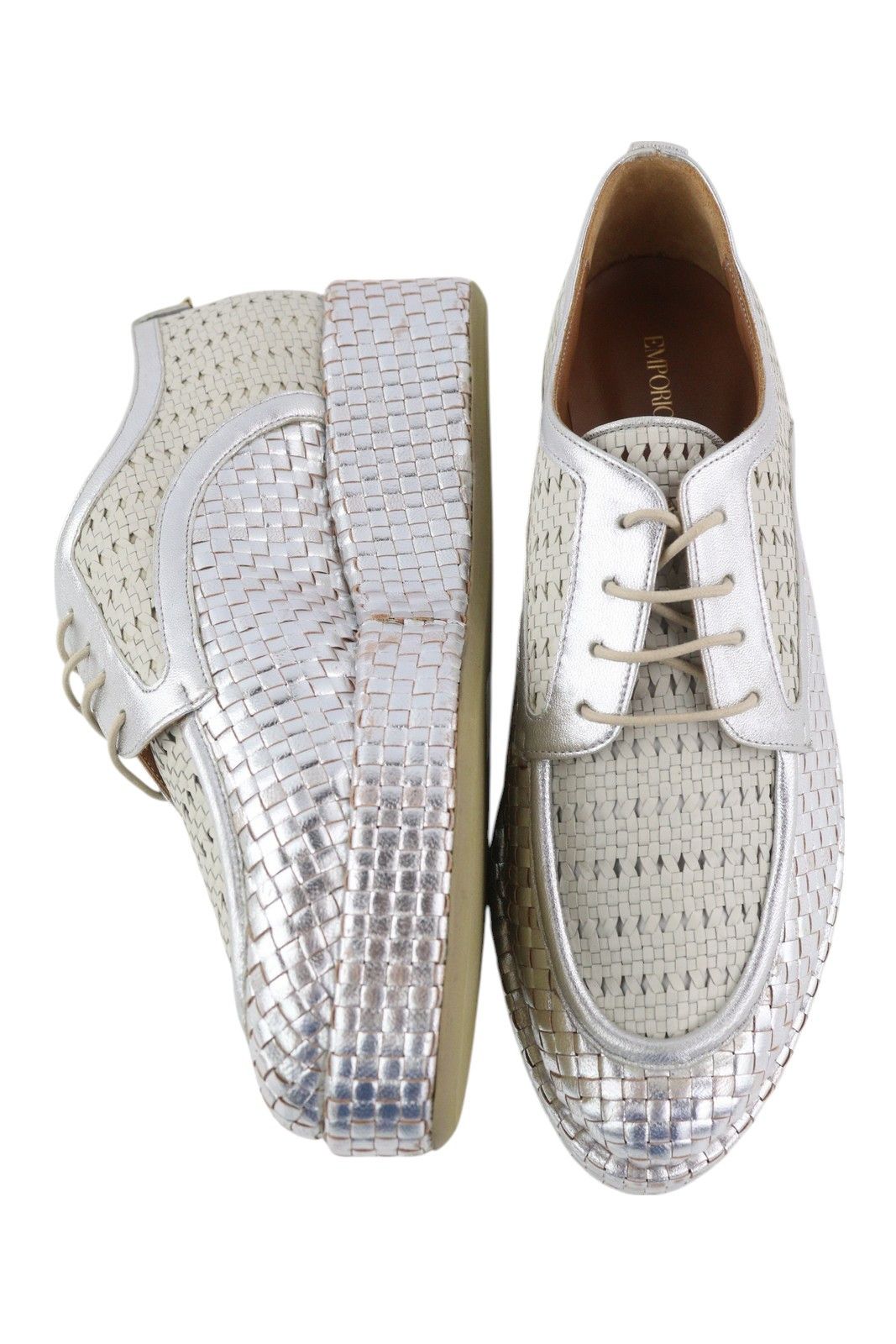 Emporio Armani X3C140 EU37 Shiny Silver Braded 84797 Size US 6 / IT 36 - 5 Thumbnail