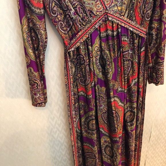 Vintage Long paisley mod front tie vintage maxi dress Size L / US 10 / IT 46 - 3 Thumbnail