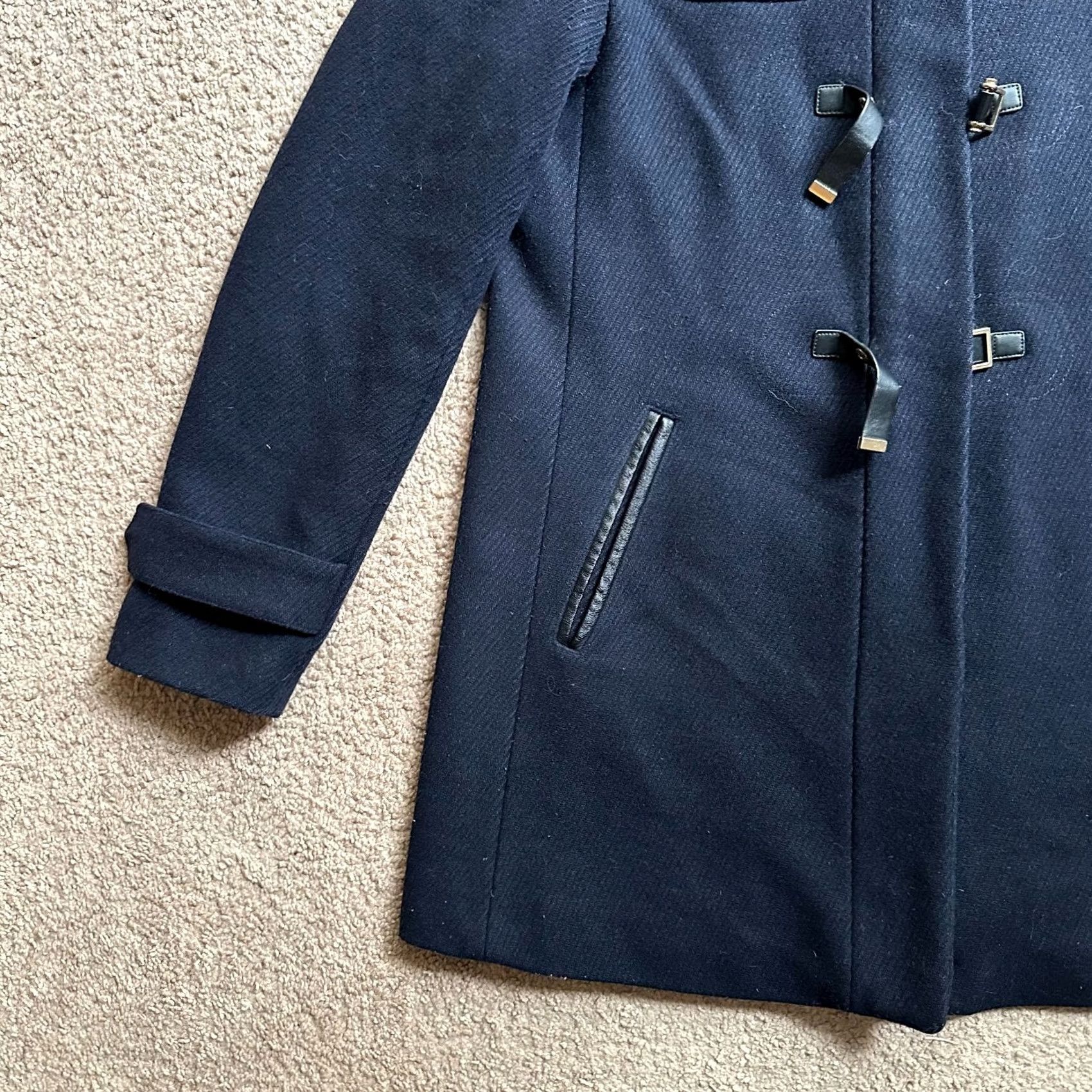 Cole Haan Cole Haan Coat Womens 6 Navy Blue Wool Blend Full Zip Faux Fur Hood Jacket Size M / US 6-8 / IT 42-44 - 6 Thumbnail