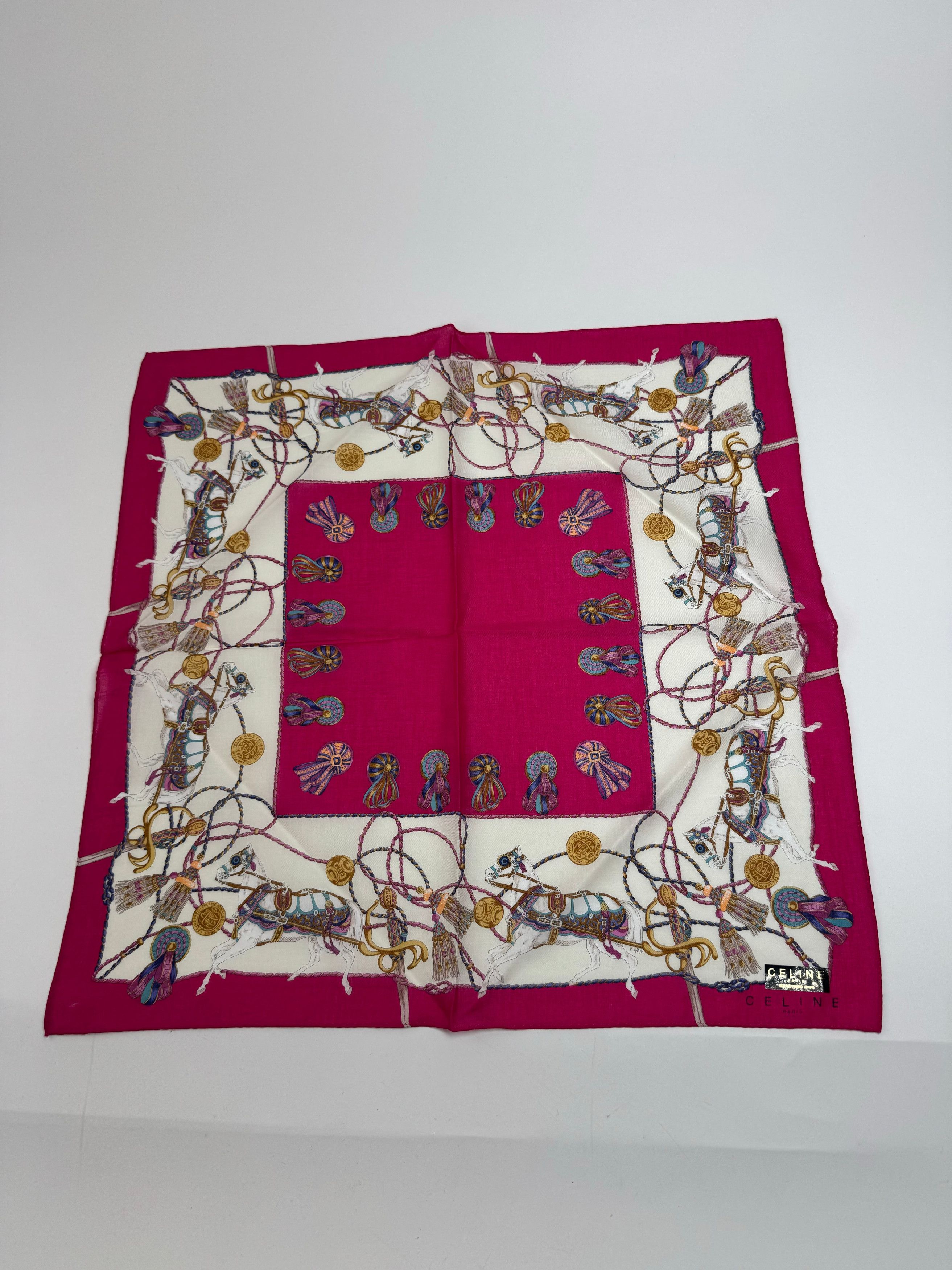 Vintage Silk Scarf red white