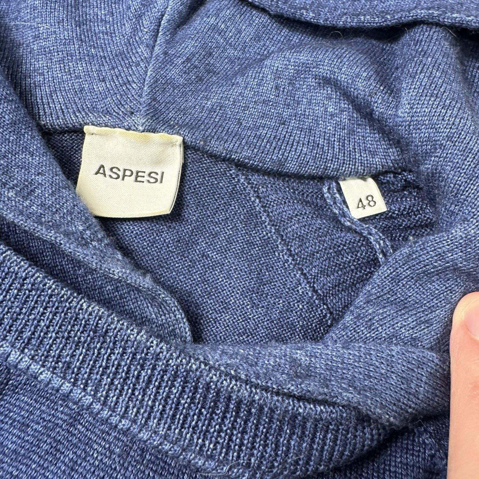 Aspesi Aspesi Men Wool Merino Sweater Hooded Blue Size 48 Size US M / EU 48-50 / 2 - 11 Thumbnail