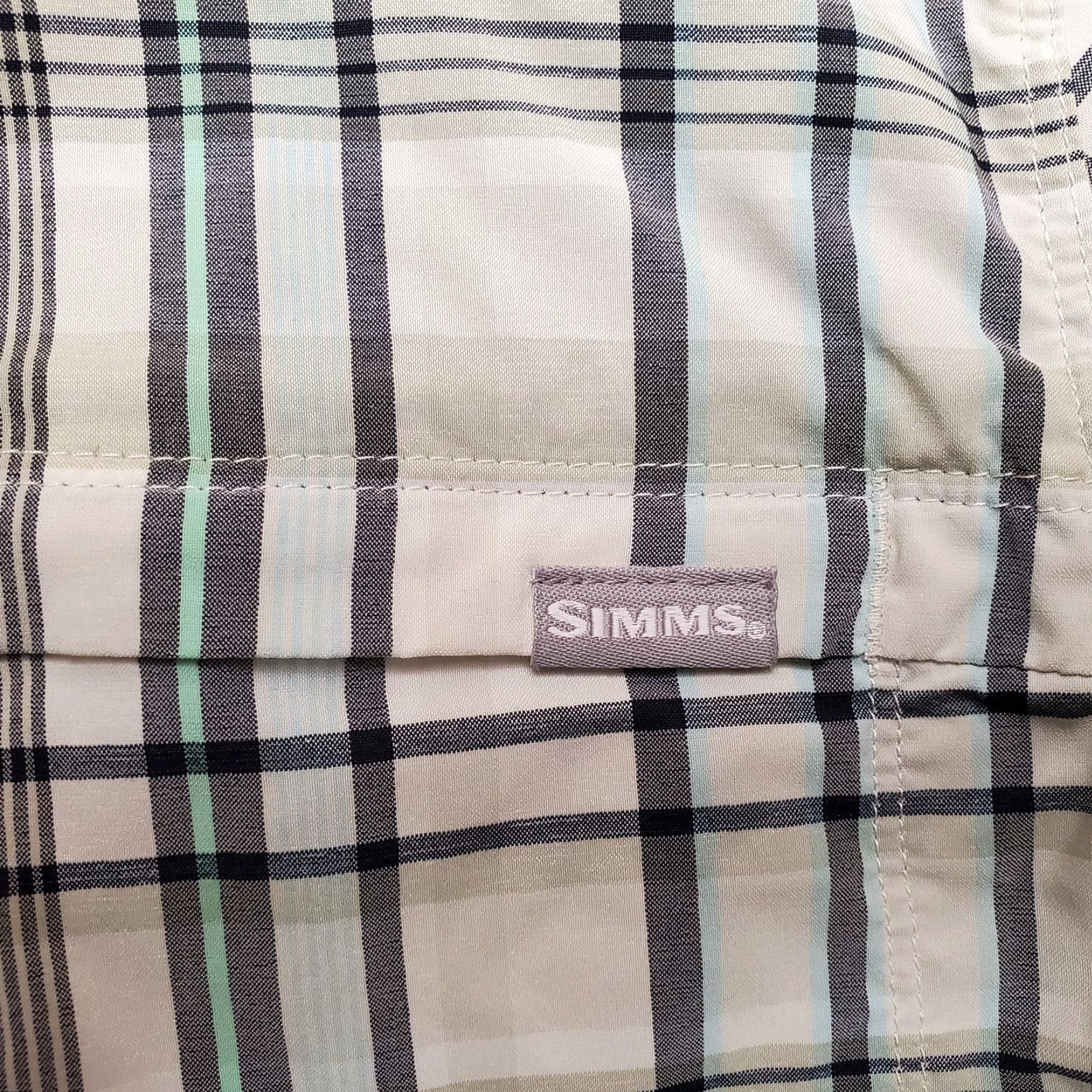 Vintage Simms Shirt Mens L Beige Plaid Nylon Spandex Vented Performance Breathable Moisture Wicking Pockets Casual Button-Up Size US L / EU 52-54 / 3 - 8 Thumbnail