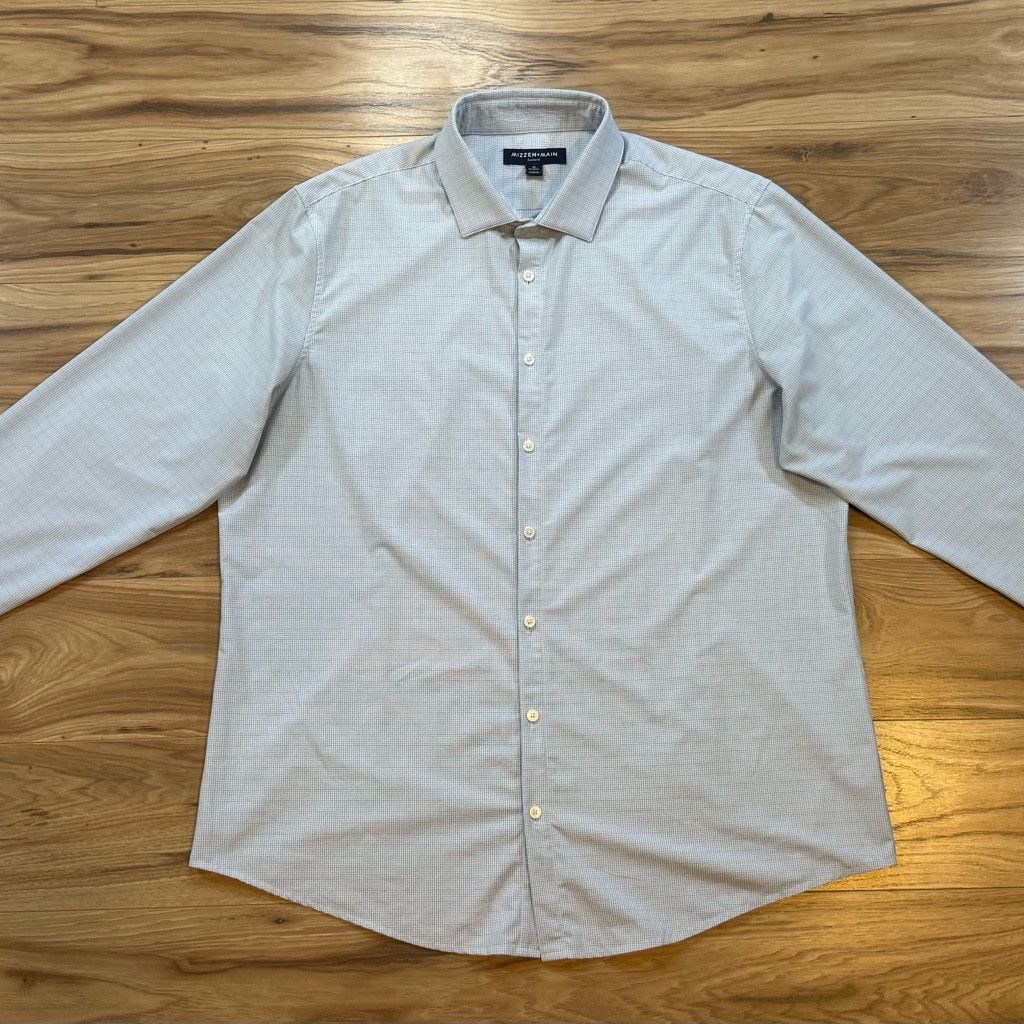 Jordan Brand Mizzen+Main Leeward XL Classic Fit Blue Micro Grid Shirt Size 38L - 1 Thumbnail