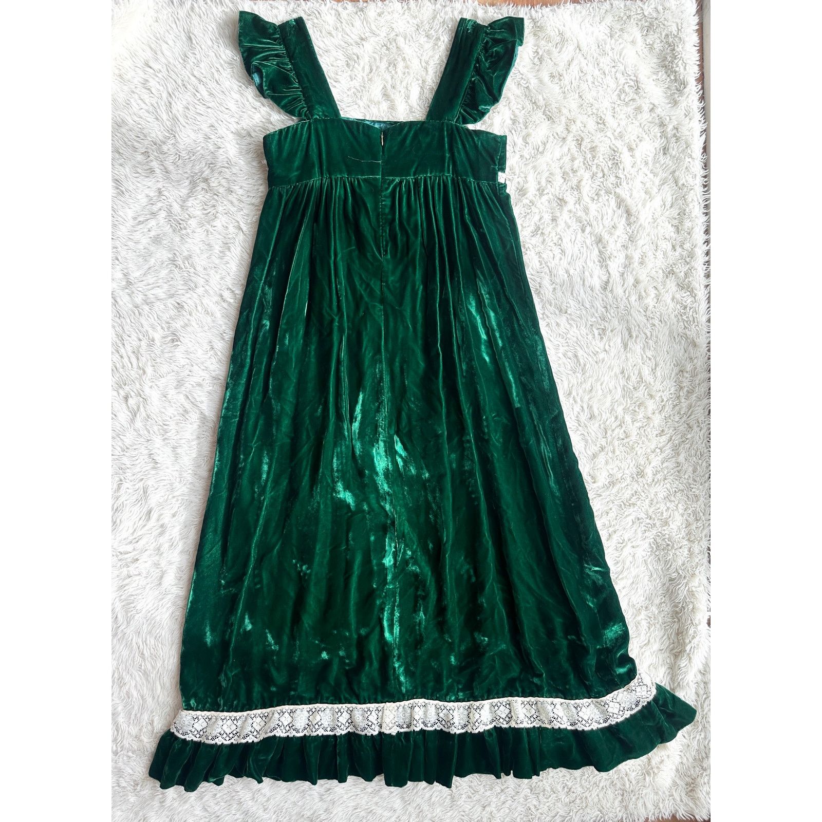 Vintage Vintage 60's Deep Emerald Velvet Empire Waist Dress Size M / US 6-8 / IT 42-44 - 9 Thumbnail