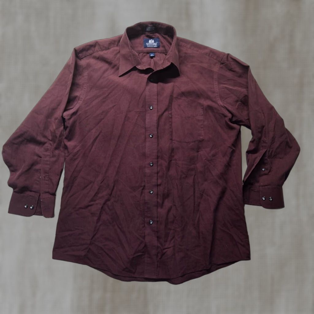 Stafford Stafford Shirt Button-Up Long Sleeve Men 16.5 Purple Broadcloth Solid 90s Event/Theme: None Womens/Mens Size US L / EU 52-54 / 3 - 1 Thumbnail